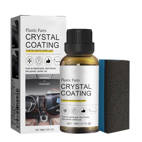 2025 Upgrade Crystal Coating for Car, Plastic Parts Crystals Coating, Plastics Parts Crystal Coating Plastic Restorer with Spong, Long Duration Refurbish Coatings Agent for Automotive Plastics (1Set)
