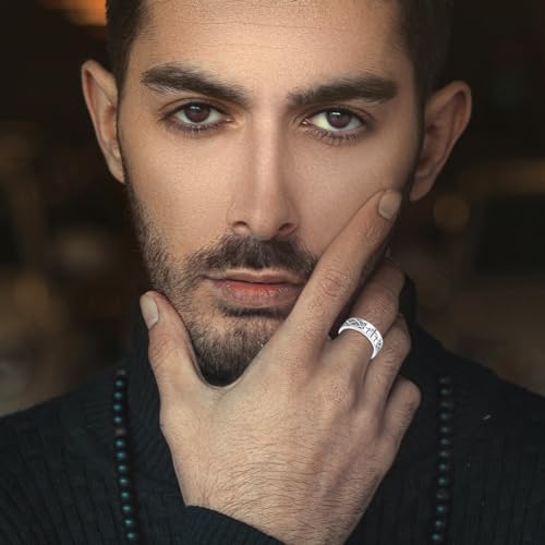 925 Sterling Silver Cross Band Ring for Men with Joshua 1:9 Size 6/7/8/9/10/11/12/13/14/15 Christian Rings for Dad Son2