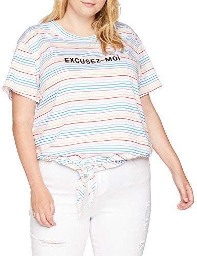 New Look Stripe Tie Front Print Tee T-Shirt Donna