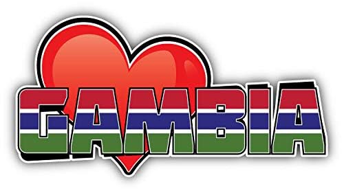 Gambia Art Heart Flag Travel Slogan Round Metal 0.75" Lapel Pin Hat Shirt Pin Tie Tack Pinback3