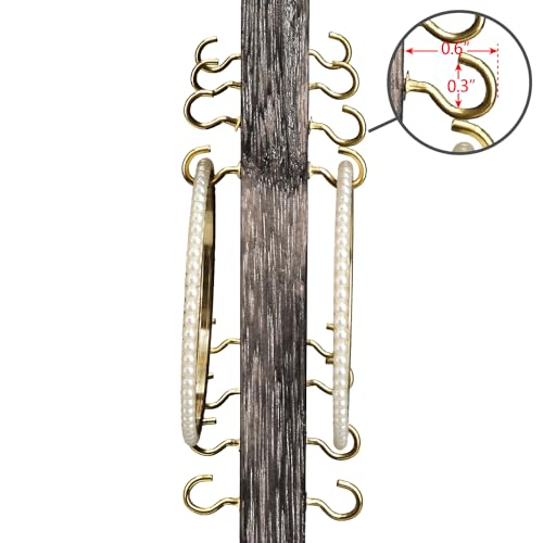Ikee Design Wooden Rotating Two-Sided Jewelry Display Stand, Rotating Organizer with 32 Hooks for Store, Keychain Earring Display with Hooks, Coffee color, 9 W x 7.5 D x 16.5 H in by Ikee Design - Image 4