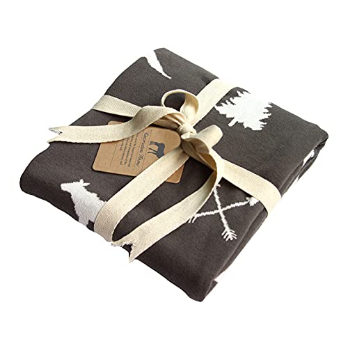 Art Studio Company Moose Trees & Mountains Organic Cotton Throw Blanket #TOP2