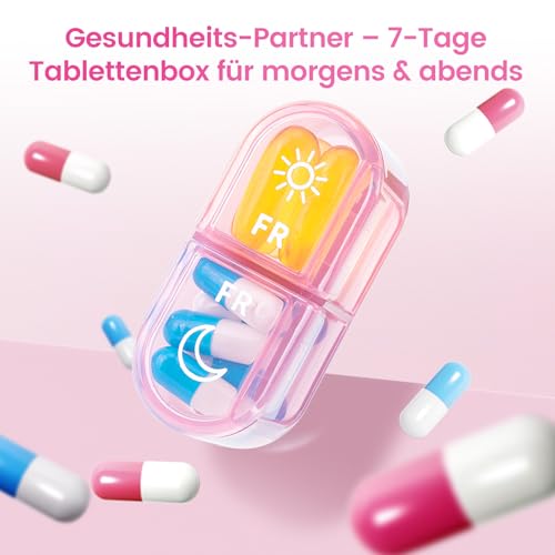 Daviky Pillendose 7 tage 2 fächer - Premium Tablettenbox 7 Tage – Ansicht 2