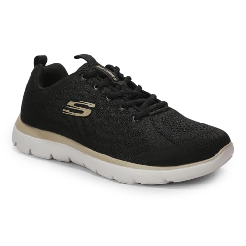 Image of Skechers Womens Summits Black Gold Casual Slip On Shoe