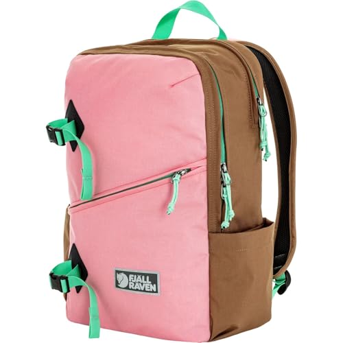 Image of Fjallraven Vardag Backpack 17 - Classic Daypack, Recycled Fabric Construction - School, Travel, Poppy Pink-Khaki Dust, One Size