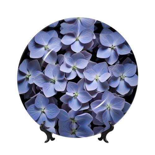 POEZJZW Mauve Hydrangea Bone China Decorative Plate, Smooth and Non-Injurious to Hands, Classic Artwork Suitable for Home and Office 6in