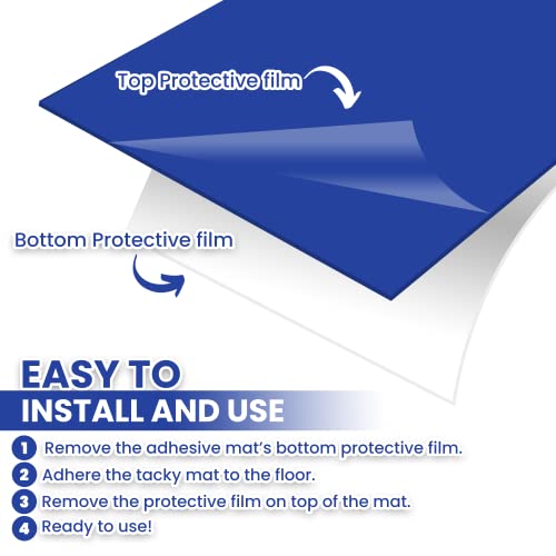 Image of CALPALMY 150 Sheets 24 inch x 36 inch Adhesive Mats - Sticky Mat for Laboratories, Homes, Construction Sites, and More - Remove Dust and Dirt from Shoes and Equipment Wheels -Blue