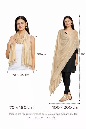 Image of Solid Sequin Stole with Tassels for Women & Men - Soft Lightweight Rayon Fabric | Available in 10+ Colours | 70 x 180 cm