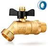 Brass Ball Valve Full Flow Male Hose Bibb 1/2″ Male NPT inlet Connection with 3/4″ GHT water hose outlet Heavy-Brass Faucet for gardens and patios (Butterfly Handle)