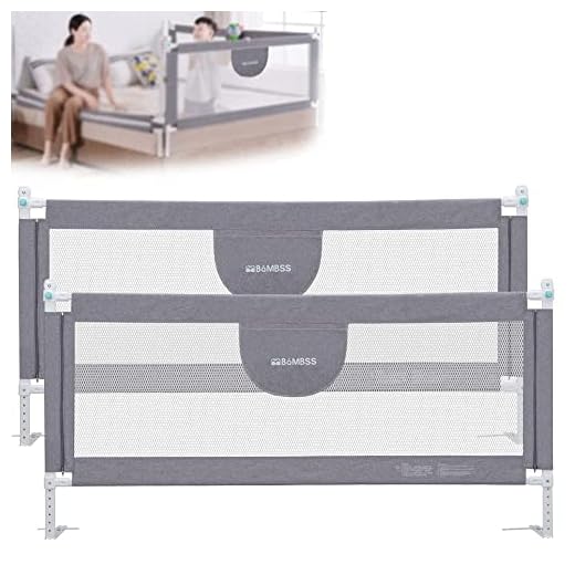 MBQMBSS 2 Pack of 77 Bed Rails for Toddlers, Toddler Bed Rails for Queen Bed, Baby Bed Rail Guard for King Size Bed, Stable Protective Bed Side Rails Safety Bed Railing for Kids Children