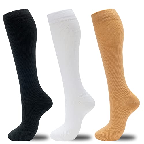 Image of fenglaoda Compression Socks for Women Men 3 Pairs Graduated Compression Support Circulation Socks for Nurses