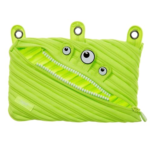 ZIPIT Estojo para lápis Monster com 3 anéis, estojo de caneta de grande capacidade para crianças e adolescentes, feito de um zíper longo (limão)