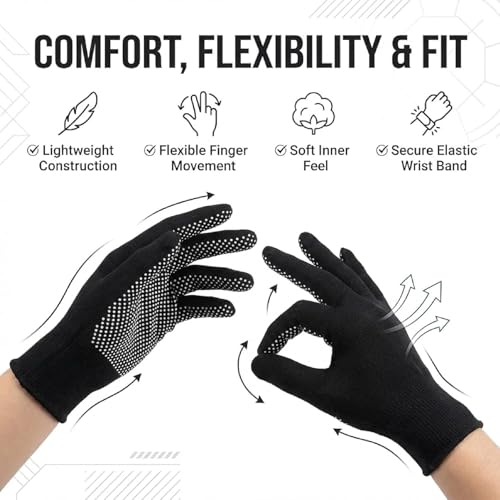 ZYNEX WEAR PVC DOTED Cotton Batting Gloves Black - Image 5
