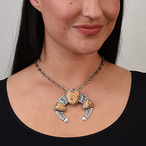 American West Jewelry Sterling Silver Women's Pendant Enhancer Choice of Gemstone Color Naja Design2