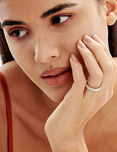 Moissanite Cottage 23 Stones Moissanite Anniversary Rings For Women, 2.3 Carat Round Cut Diamond 18K White Gold Plated 925 Sterling Silver Full Eternity Wedding Bands Stackable Ring, Size 9 #TOP2