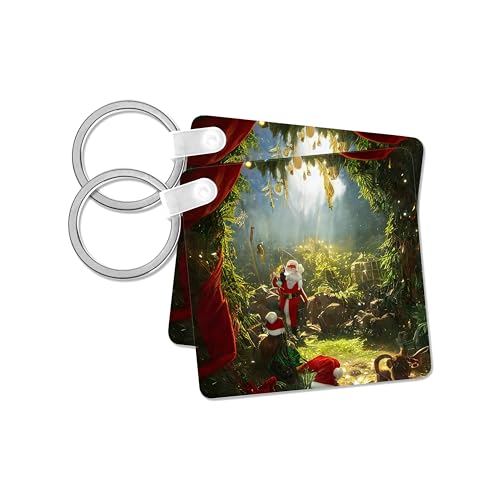 3dRose, Santa brings gifts to kids in the Neverland. AI created gift, card, set of 2 Key Chains
