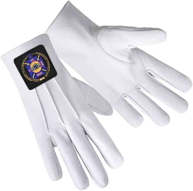 Bricks Masons Knights Templar Commandery Glove - Leather With Black Patch