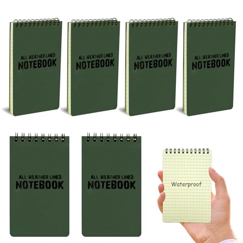 RETON 6 Pack Waterproof Notebook, 3 x 5 Inches Waterproof