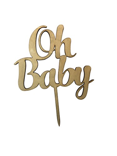 Oh Baby Shower Cake Topper - Celebration Cake Decorating Pick Supplies - Wooden Decor Party Cake Toppers - Unisex Brown Wood Boy Girl Decorations By Jolly Jon #TOP1
