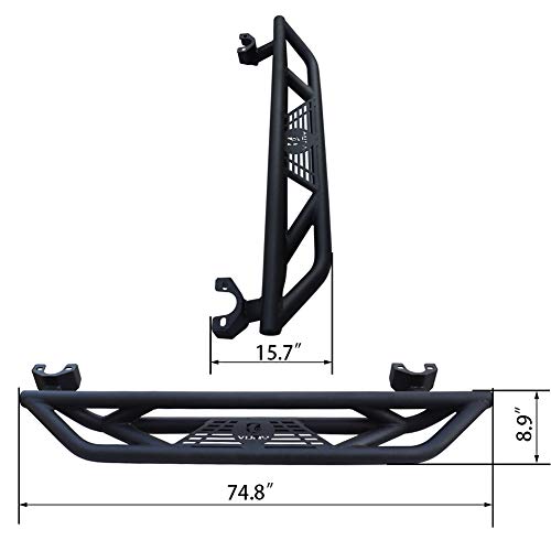 Tioyar estribos negros para Jeep Wrangler JK y JKU 07-17 miniatura 2