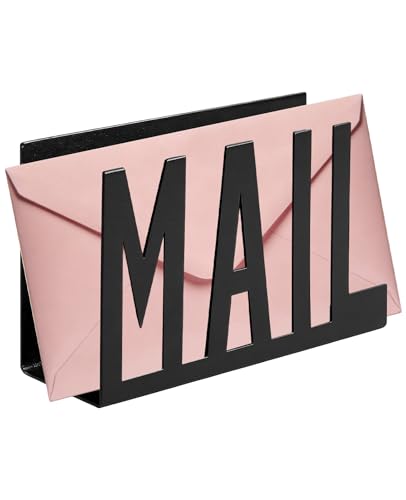 Ninnyi Black Metal Letter Rack Mini Cutout Letter Holder Cute Mail Organiser for School Office Desktop Home
