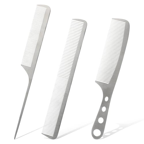 Set 3 Peines Metálicos de Acero Inoxidable para Barbero miniatura 1