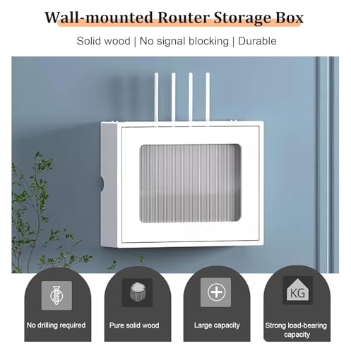 Armoire de routeur WiFi murale en bois bicolore pour masquer les câbles du modem