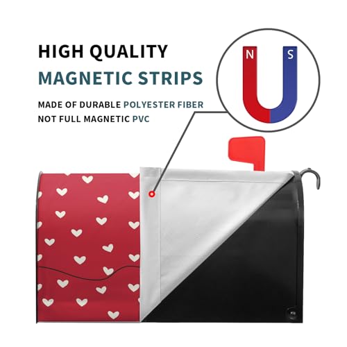 Image of Valentines Day Mailbox Cover Magnetic Red Love Hearts Romantic Mailbox Wrap Post Cover Standard Size 25.5x21 Inch for Garden Yard Outdoor Outside Patio Wedding Anniversary Holiday Decor