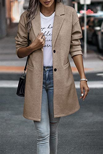 PRETTYGARDEN Women Plaid Shacket Jacket Trendy Fall Casual Button Wool Blend Tartan Trench Coat Winter Clothing with Pockets
