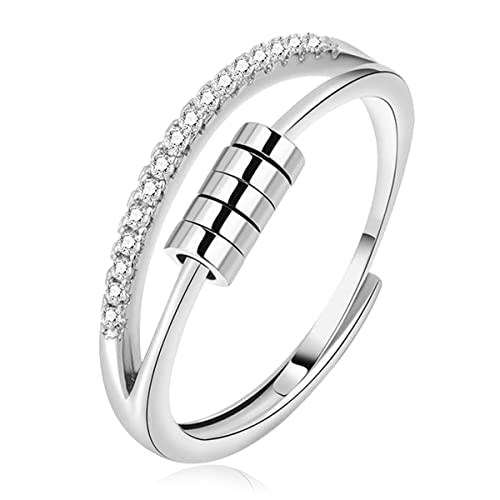 EUDORA Harmony Ball Anxiety Fidget Ring Anti Stress Ringe für Damen S925...