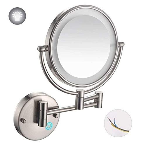 Miroir maquillage mural LED nickel brossé durable de haute qualité - 2