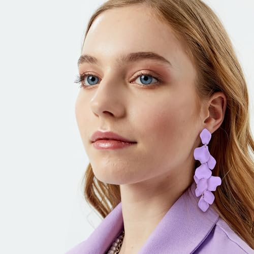Flyonce Acrylic Rose Petal Long Dangle Drop Earrings for Women Large Big Statement Dangling Earrings for Summer Beach Holiday2