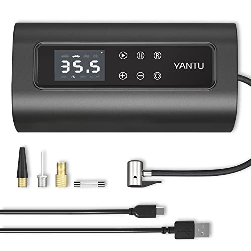 YANTU Portable Air Compressor Cordless Tire Inflator, Rechargeable Heavy Duty Dual Cylinder Electric Air Pump, 150Psi Digital Display Dc 12v Air Compressor for Car, Truck, SUV Tires