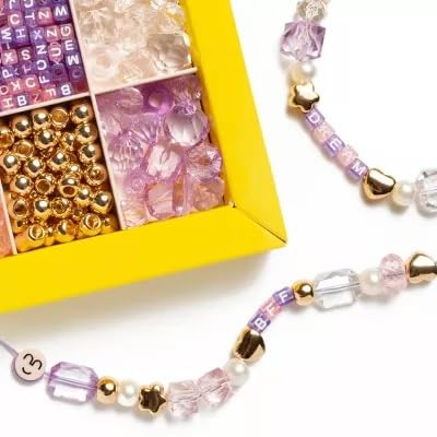 Super Smalls Super Gems Pink Bead Kit – DIY Jewelry Kit for Kids with Alphabet Beads, Pink &amp; Purple Beads