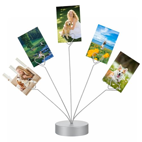 Josojoou Heart-Shaped Picture Holder Tree Rund Base Photo Holders for Tables Gift Card Tree for Wedding/Party Photo Display Table Decoration Shooting Background