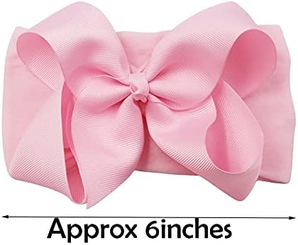 JOYOYO 12 Pcs Baby Big Bow Headbands Soft Wide Nylon Headbands with Cute Big 6 Inch Ribbon Bows, Super Stretchy Baby Headbands Elastic Head Bands for Babies, Toddlers