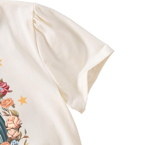 Toddler Girl Clothes - Cartoon Graphic Print Round Neck Short Sleeve - Girl Summer Clothes Tops Size（3-7T）3