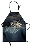 Lunarable Surrealistic Apron, Man with Fish Skeleton in The Sea Kayaking Lifestyle Climate...