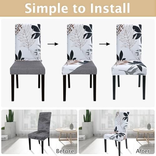 Image of SearchI Dining Room Chair Covers Slipcovers Set of 4, Spandex Super Fit Stretch Removable Washable Kitchen Parsons Chair Covers Protector for Dining Room,Hotel,Ceremony(Flower Pattern11)