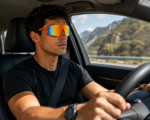 Image of Zynic Men's Stylish Sports Sunglasses For Unisex | UV400 Protection Classic Wrap Around Googles |Sports Shades for Driving,Cyclining Outdoor & Travel | Googles for man's