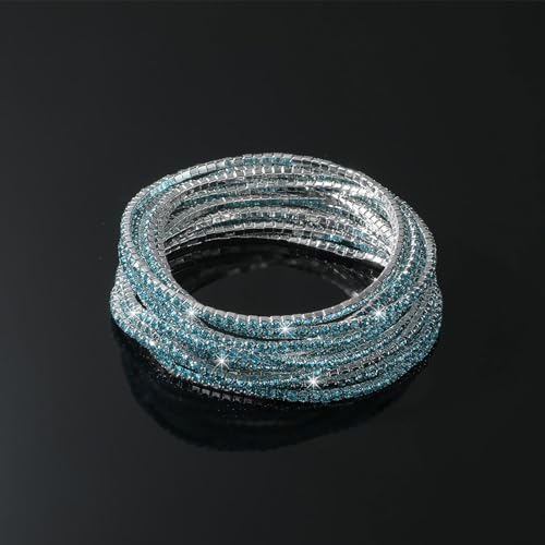 Long Tiantian 2166SEP-RHINESTONES-LIGHT LAKE BLUE Teen Girl Gifts Bracelet For Woman Stackable Stretch Bracelets thumb #3