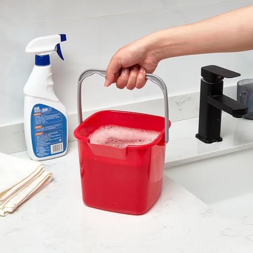 Image of Irenare 12 Pcs Sanitizing Bucket 3 Quart Cleaning Pail Small Detergent Square, Spout and Handle Plastic Utility Sanitizer Buckets for Restaurant Kitchen Home Offices (Red)