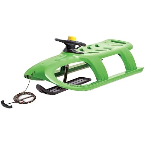 ArcticThrill Snow Sled for Kids - SnowRush Sledge - Single Rider Racer Toboggan with Pull Rope and Steering Wheel; Outdoor Plastic Winter Sleigh for Toddlers & Kids Cover