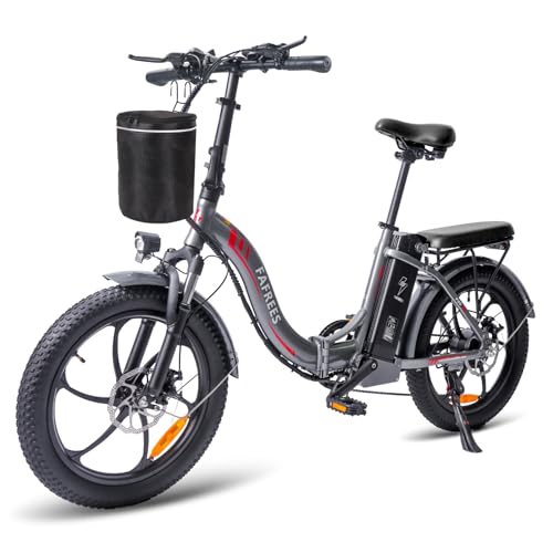 Fafrees F20 Ebike Klapprad 20 Zoll,Elektrofahrräder E Bike Herren Damen 250W 25km/h,City E-Bike 36V 18Ah Akku,Reichweite 140km,E-Fahrrad Faltbares 3.0 Fat Tire (Autokorb, grau)