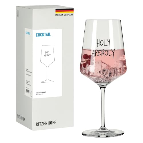 RITZENHOFF 8171005 Cocktailglas 500 ml Serie Be Happy mit humorvollem Holy Aperoly!-Spruch Made in Germany