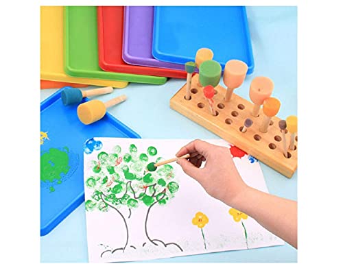 Image of DEZIINE Kid Sponge Paint Brush Original Wooden Handle Painting Graffiti Early Toy DIY Art Supplies Gifts 40Pcs /Set