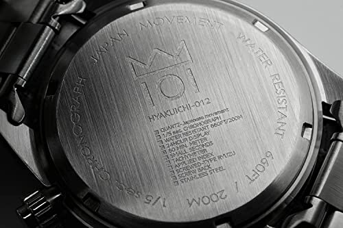 【HYAKUICHI 101】モデル12 ヒャクイチ ダイバーズ クロノグラフ メンズ腕時計 20気圧防水 ノンデイト BK 商品画像7