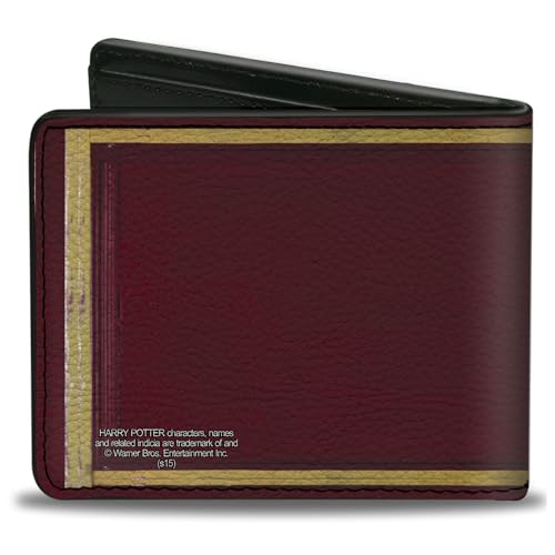 Buckle-Down Men's PU Bifold Wallet-Hogwarts Express 9¾ Burgundy/Gold, Multicolor, 4.0" x 3.5"2