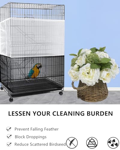 Image of Bird Cage Seed Catcher Bird Cage Seed Guard Bird Cage Skirt Seed Catcher Bird Cage Skirt for Parrot Parakeet Macaw African, Reusable (XL)