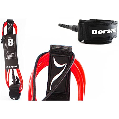 DORSAL Surf Leash for Surfboard Longboard Sup Leg Rope 7' Red